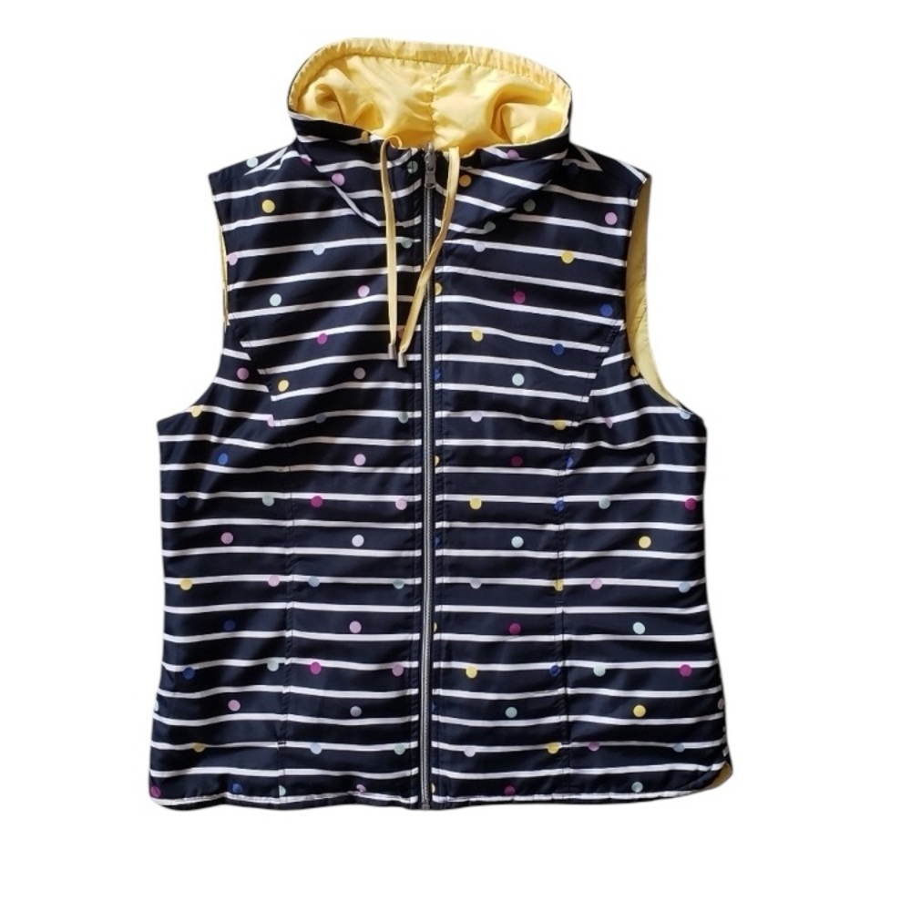 Christopher & Banks vest reversible polka dots & stripes 2X 50” PTP lightweight